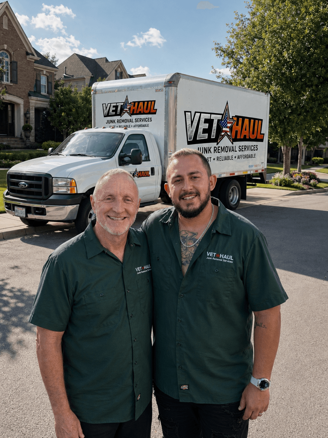 VetHaul owners in front of branded truck